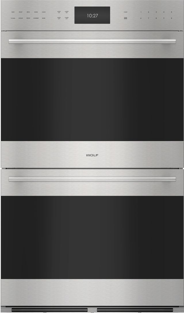 Wolf® E Series 30" Stainless Steel Transitional Built in Double Electric Wall Oven-0