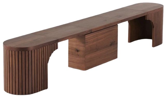 Transformer Table Transformer Royal Walnut Round Extendable Dining Bench-1