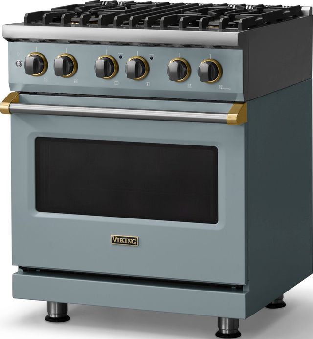 Viking® 5 Series 30" November Sky Pro Style Dual Fuel (LP) Range with Polished Chrome Trim-3