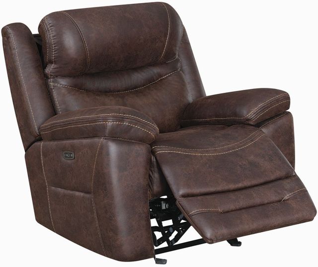 Coaster® Hemer Chocolate Power Headrest Glider Recliner-2