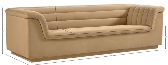 Meridian Furniture Cascade Camel Velvet Sofa-2