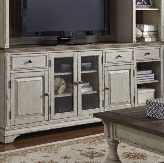 Liberty Furniture Morgan Creek Antique White/Wirebrushed Tobacco Entertainment TV Stand-1