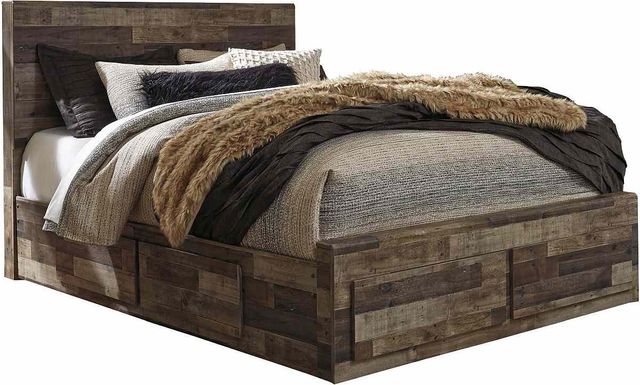 Full Panel Bed with 6 Drawer Storage - Multi Gray