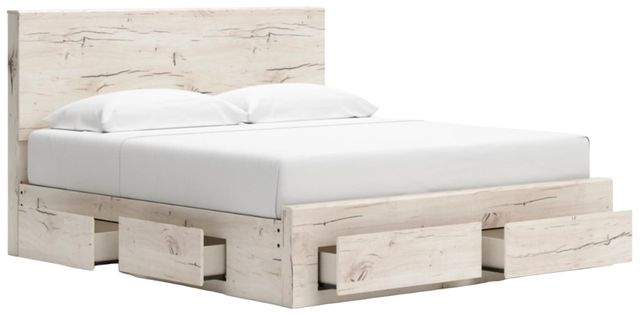 Benchcraft® Lawroy Light Natural King Panel Bed with 6-Drawer Storage-1