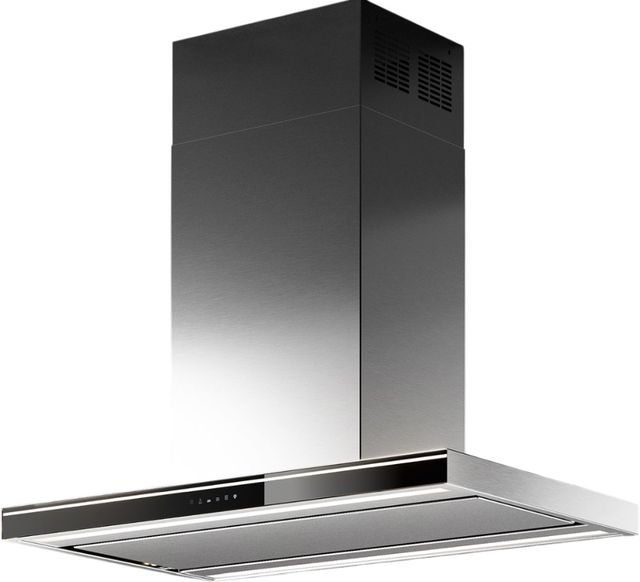 Falmec Lumina NRS 36" Scotch Brite Stainless Steel & Black Glass Island Range Hood-1