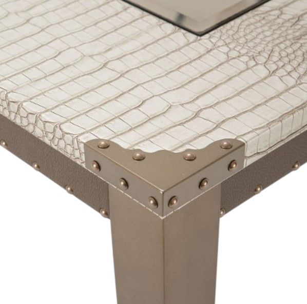 Michael Amini® Valise Amazon Tan Gator Dining Table With Brown Base-3