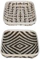 A & B Home 2-Piece Black/White Rectangular Woven Bamboo Tray Set-2