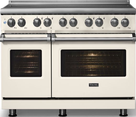 Viking® 5 Series 48" Pure White Pro Style Induction Range with Polished Chrome Trim-2