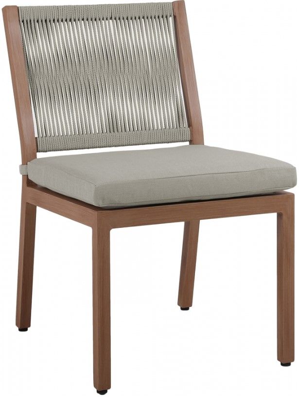 Meridian Furniture Maui Gray/Brown Aluminum Outdoor Dining Side Chair-0