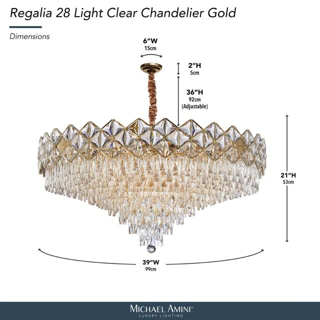 Michael Amini® Regalia Clear/Gold 28-Light Chandelier-2