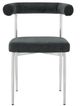Armen Living Shannon 2-Piece Brushed Stainless Steel/Charcoal Upholstered Dining Side Chair Set-2