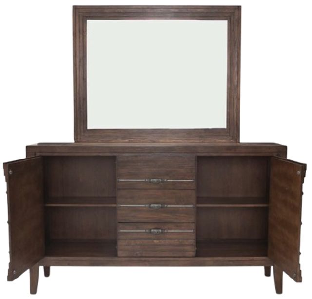 Michael Amini® Carrollton Rustic Ranch Sideboard and Mirror-3