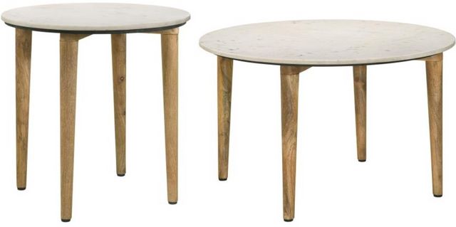 Coaster® Aldis 2-Piece White Occasional Table with Natural Base Set