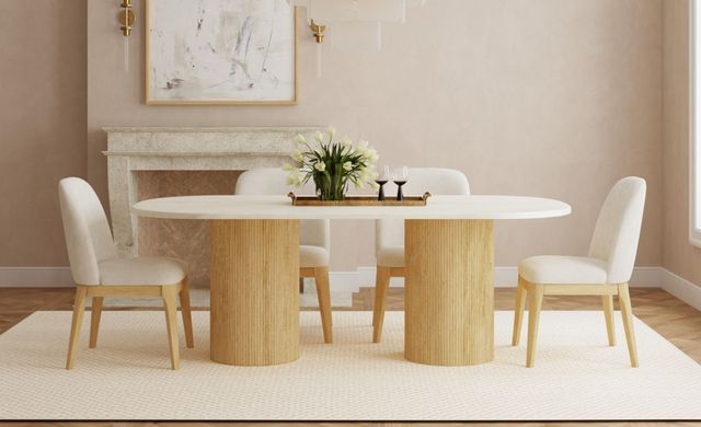 Elements International Sylvie 5-Piece Natural/White Oval Dining Set-1