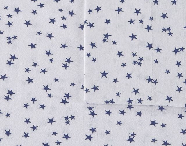 Olliix by Intelligent Design Cozy Soft Blue Stars Twin XL Cotton Novelty Print Flannel Sheet Set-1