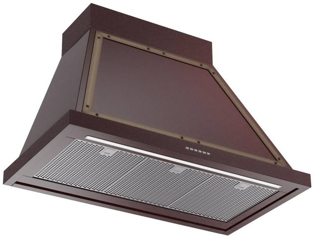 Ilve® Nostalgie II Noblesse 36" Burgundy Wall Mounted Range Hood with Burnished Trim-1