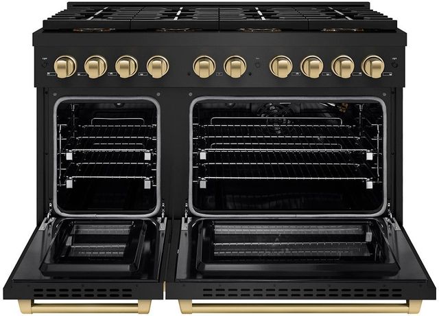 ZLINE Autograph Edition Paramount Series 48" Black Stainless Steel Pro Style Gas Range with Champagne Bronze Accents -1