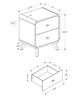 Monarch Specialties Inc. Grey Oak 2-Drawer Nightstand-2