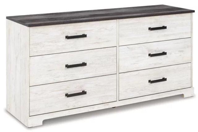 Signature Design by Ashley® Shawburn 3-Piece Charcoal Gray/Whitewash Full Panel Headboard Bedroom Set-2