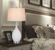 Cal® Lighting & Accessories Gourd Style 2-Piece Brushed Steel/Sculpture White Table Lamp Set-3