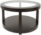 Jofran Inc. Urban Icon Glass Top Round Coffee Table with Merlot Base-0