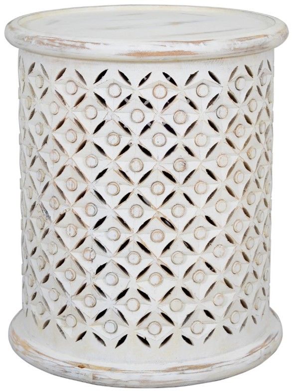 Jofran Inc. Global Archive Decker Antique White Large Drum Table-0