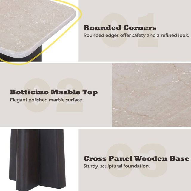 ACME Furniture Jacory Bottocino Marble Top End Table with Espresso Base-4