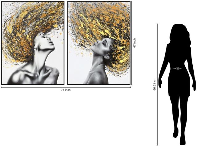 Classy Living 2-Piece Dramatic Golden Hair Wall Art Set-2