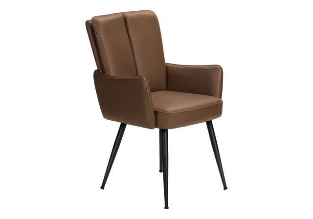 Monarch Specialties Inc. 2-Piece Brown 36" Faux Leather Dining Chair Set with Channelled Back-0