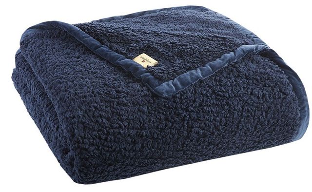 Olliix by Woolrich King Navy Burlington Berber Blanket-0