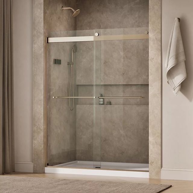 KOHLER Levity® Anodized Brushed Bronze 74" x 57" - 60" Sliding Shower Door-1