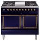 Ilve® Nostalgie II Noblesse 40'' Midnight Blue Pro Style Dual Fuel Range with Burnished Trim-0