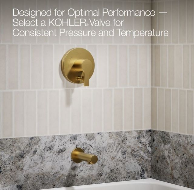 KOHLER® Elate® Rite-Temp® Vibrant Brushed Moderne Brass 1.75 GPM Bath and Shower Trim Kit with Push-Button Diverter-4