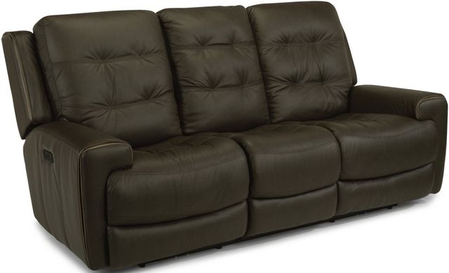 Flexsteel® Wicklow Black Power Reclining Sofa with Power Headrests-0