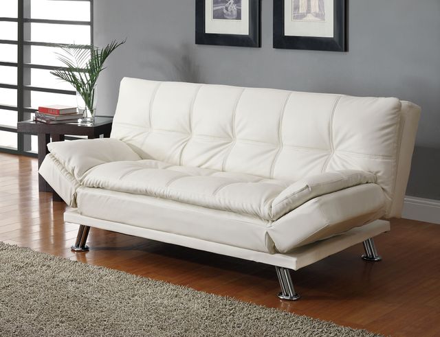 Coaster® Dilleston White Tufted Back Upholstered Sofa Bed-3