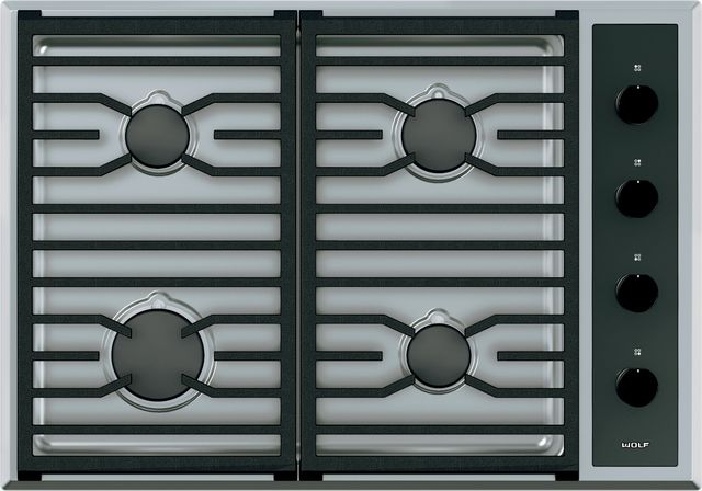 Wolf® 30" Stainless Steel Transitional Natural Gas Cooktop-0