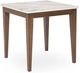 Michael Amini® Balboa White Marble End Table with Warm Walnut Legs-0