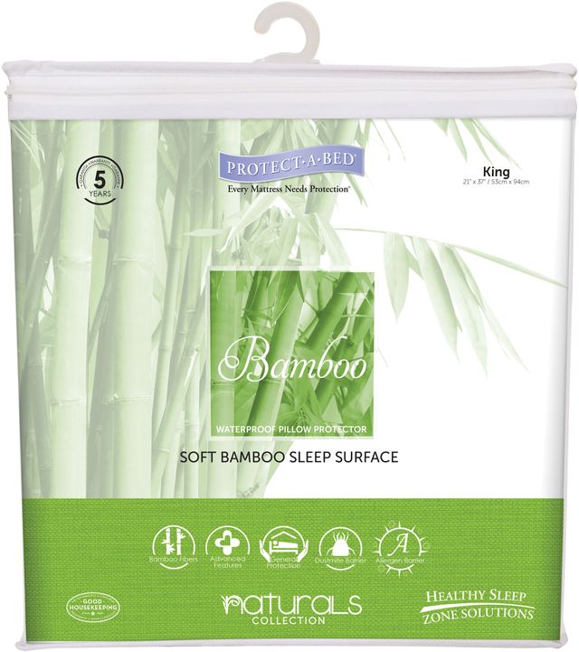 Protect-A-Bed® Naturals White Bamboo Waterproof King Pillow Protector-0