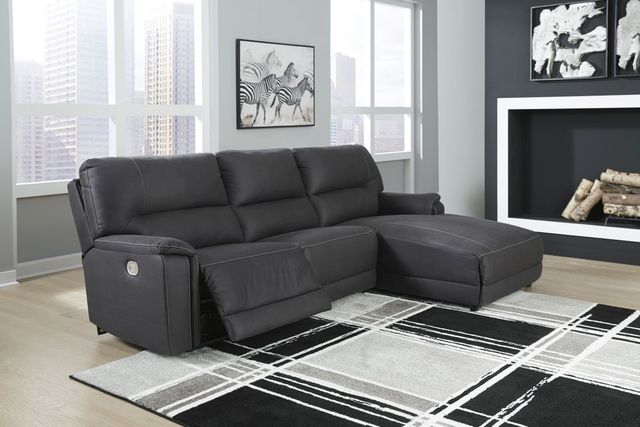 Signature Design by Ashley® Henefer 3-Piece Midnight Power Reclining Right-Arm Facing Sectional and Chaise-2