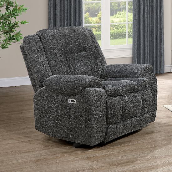 New Classic® Home Furnishings Stanwick Gray Power Glider Recliner with Power Footrest-2