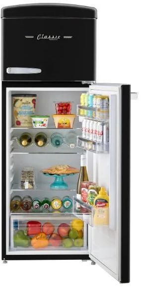 Unique® Appliances Classic Retro 22'' 7.5 Cu. Ft. Matte Black Top Freezer Refrigerator-3