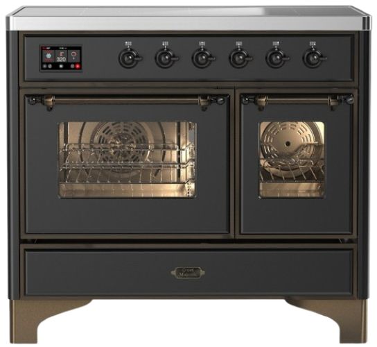 Ilve® Majestic III 40" Graphite Matte Pro Style Induction Range with Triple Glass Door and Burnished Trim-0