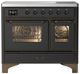 Ilve® Majestic III 40" Graphite Matte Pro Style Induction Range with Triple Glass Door and Burnished Trim-0