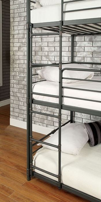 Furniture of America® Olga I Antique Black Twin/Twin Triple Bunk Bed-3