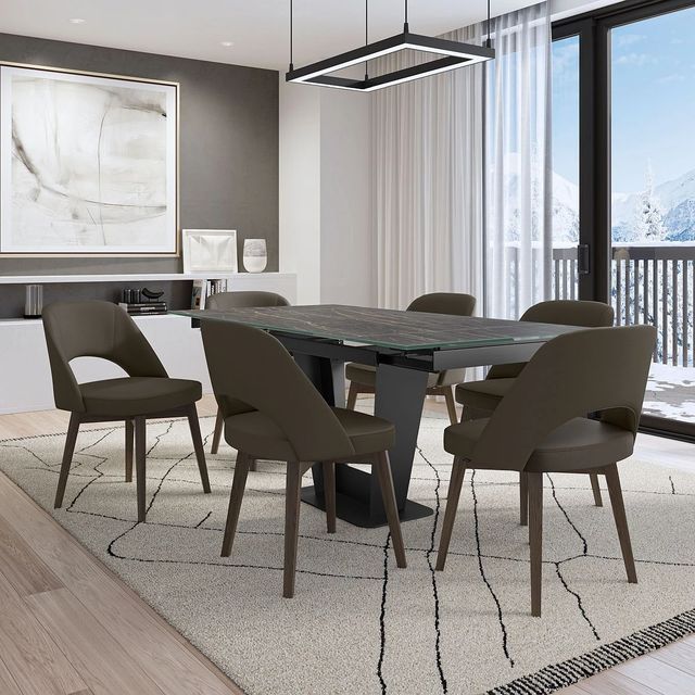 Amisco Customizable Scheila Dining Chair with Upholstered Seat and Backrest with Solid Wood Base-2