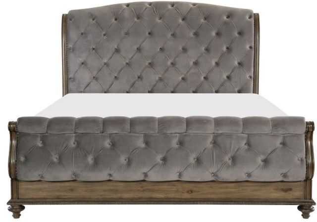Homelegance® Rachelle Gray/Weathered Pecan Queen Panel Bed-2