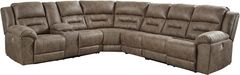 Signature Design by Ashley® Ravenel 4-Piece Fossil Power Reclining Left-Arm Facing Double Console Sectional and Loveseat