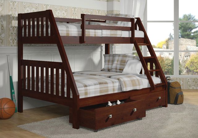 Donco Kids Austin Mission Cappuccino Mission Twin/Full Bunk Bed with Drawer Storage-1