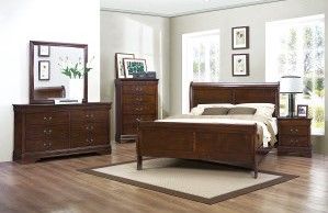 Mazin Furniture Mayville Brown Cherry Queen Sleigh Bed-1