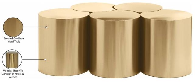 Meridian Furniture Dimple 5-Piece Gold 16" Modular Nesting Coffee Table Set-3